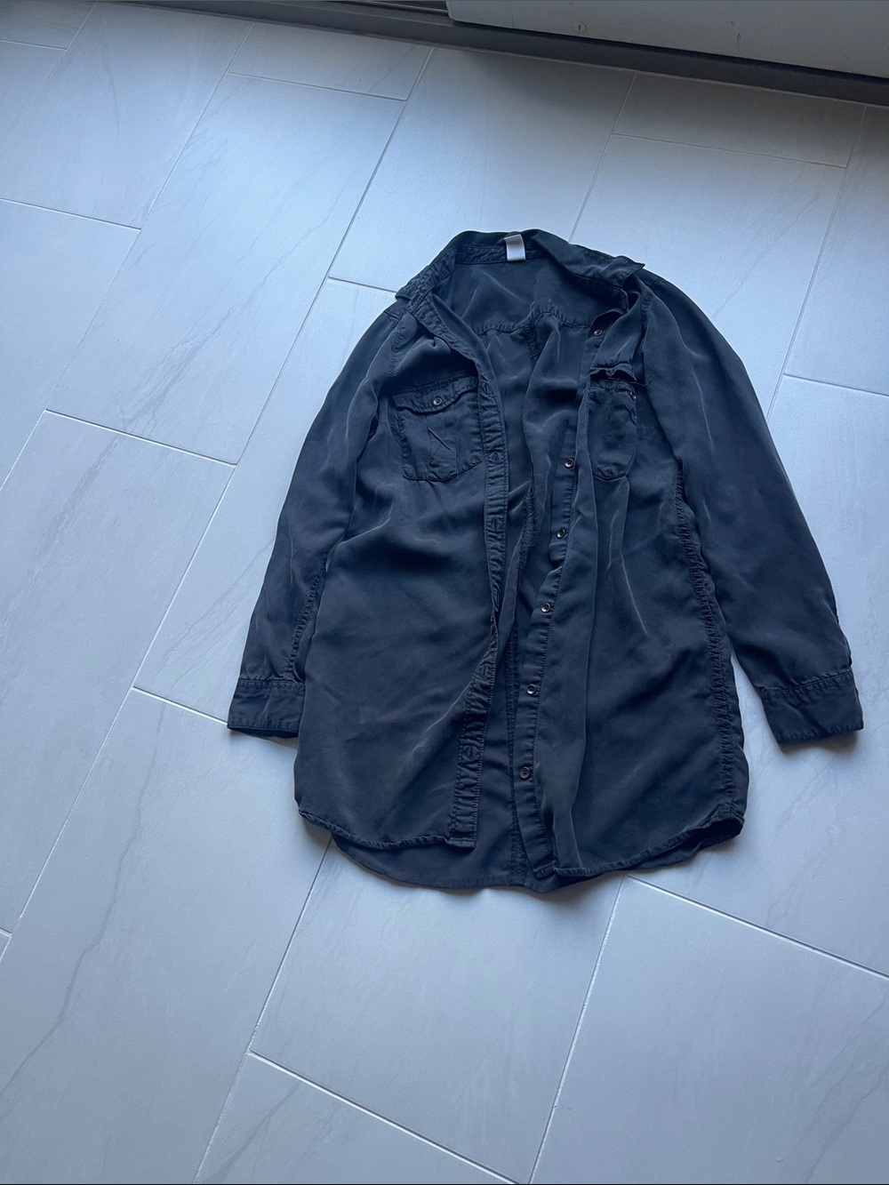 Black Button-Up Long Sleeve Shirt